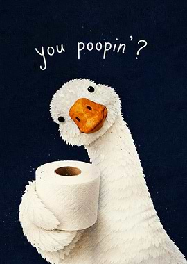 Funny Goose Holding Toilet Paper