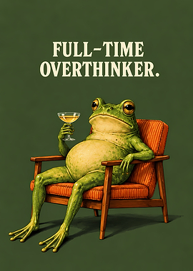 Full-Time Overthinker Frog Illustration