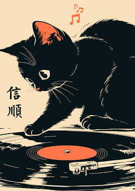 Audiophile Black Cat Vinyl Record Vintage