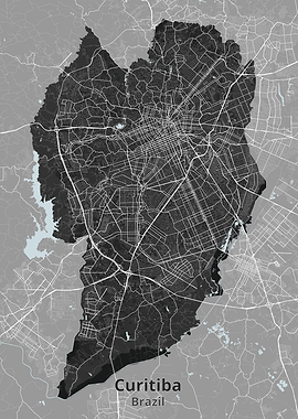 Curitiba Brazil City Map Poster