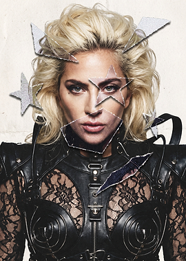 Lady Gaga Portrait with Star Cutouts