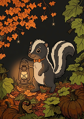 Skunk Autumn Cute Animals Fall Pumpkin