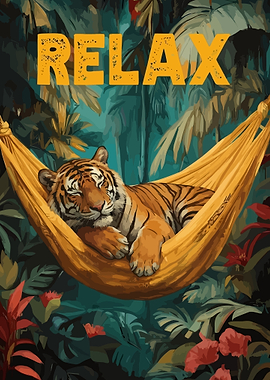 Tiger Relaxing in a Jungle Hammock