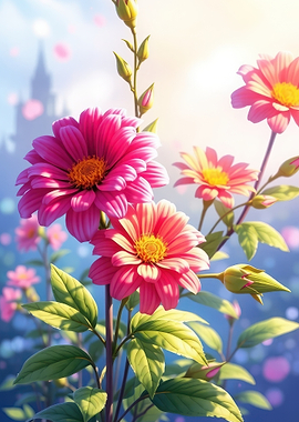 Vibrant Pink Dahlia Flowers