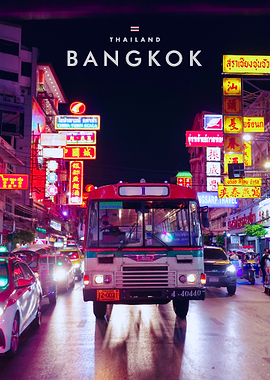 Bangkok Chinatown Night Street Scene