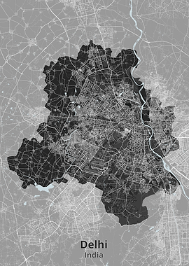 Delhi India City Map Poster