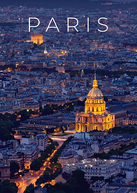 Paris Cityscape at Night Poster