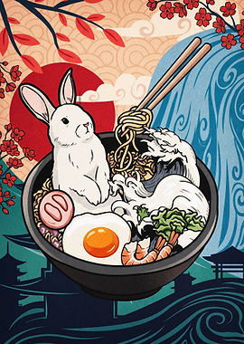 Bunny Ramen Bowl Japanese Art