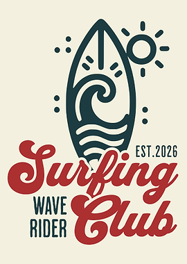 Surfing Wave Rider Club Graphic