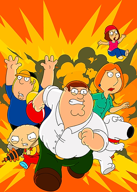 Family Guy Characters Running From Explosion