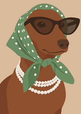 Stylish Dachshund in Polka Dot Scarf