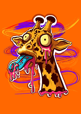 Psychedelic Melting Giraffe Illustration