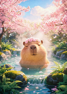 Capybara Spring Blossom Poster