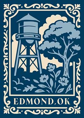 Edmond Oklahoma Water Tower Illustration