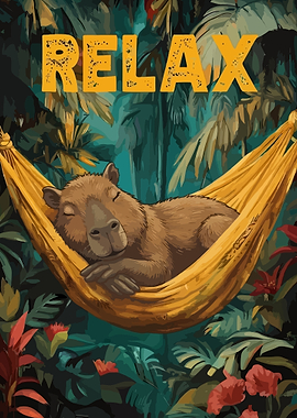Capybara Relaxing in a Hammock