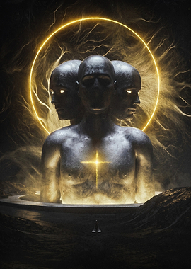 Triune Deity Dark Fantasy Art