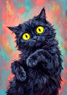 Curious Black Cat with Golden Eyes