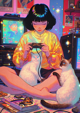 Gamer Girl Retro Vibe Poster
