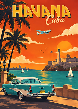 Vintage Havana Cuba Travel Poster