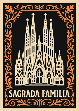 Sagrada Familia Vintage Style Poster