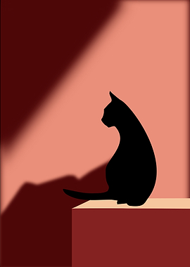 Minimalist Silhouette of a Sitting Cat