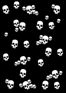 White Skull Pattern on Black