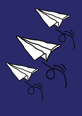Three Flying Paper Airplanes