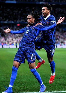 French Football Players Celebrating Goal