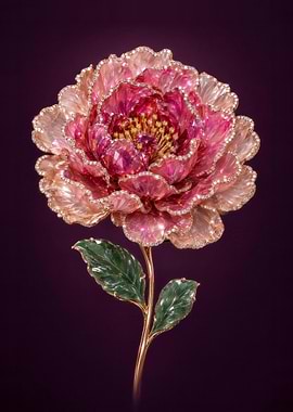 Pink Peony Gemstone Flower