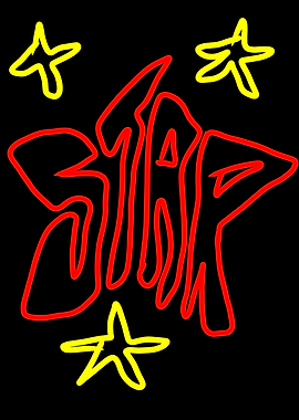 Neon Style Star Text Art