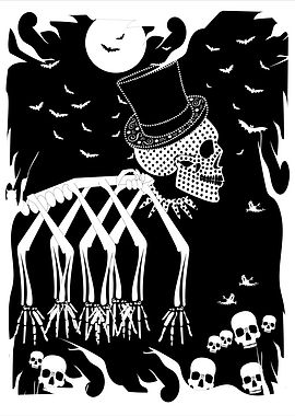 Surreal Skeleton Creature in Top Hat