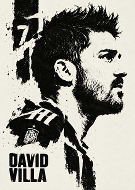 David Villa Black and White Portrait