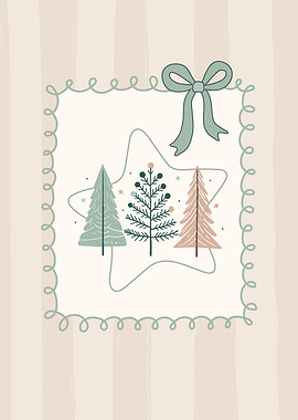 Christmas Tree Wall Art – Boho Minimalist Holiday Decor