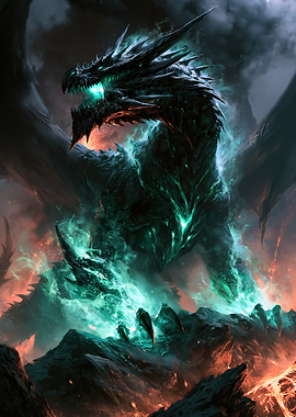 Ethereal Green Fire Dragon