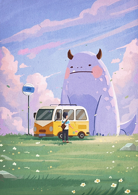 Giant Monster Retro Journey Art