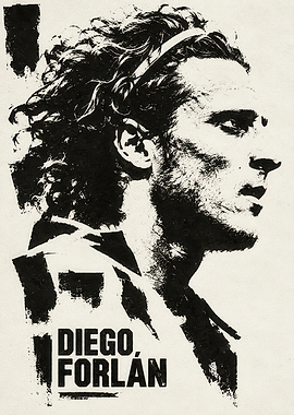 Diego Forlán Black and White Portrait