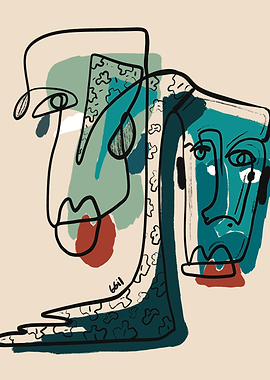 Abstract Line Art Faces
