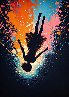Falling Girl Abstract Splatter Art
