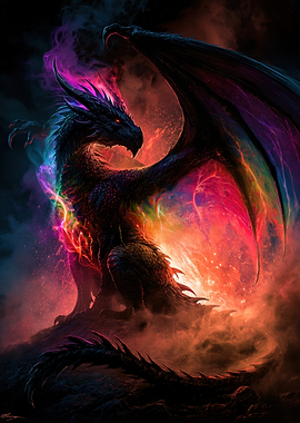 Majestic Neon Nebula Dragon