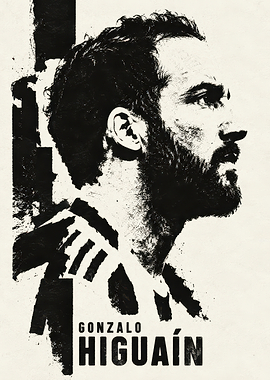 Gonzalo Higuain Black and White Portrait