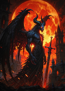 Demon Lord Dark Fantasy Art Poster