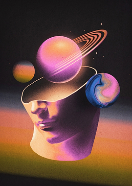 Cosmic Mind Retro Surreal Art Poste