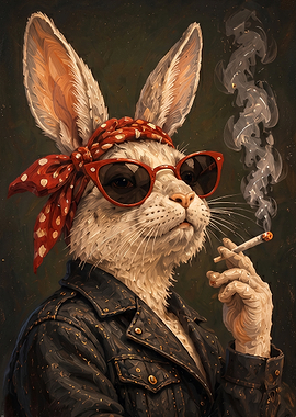 Cool Rabbit in Leather Jacket