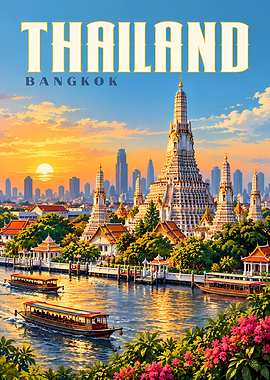 Thailand Bangkok Travel Poster