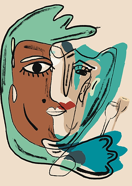 Abstract Cubist Portrait Illustration