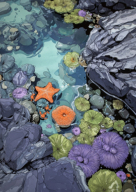 Vibrant Tide Pool Marine Life