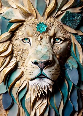 Abstract Lion Kintsugi