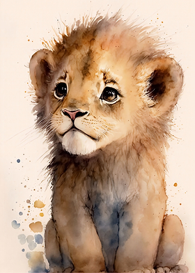 Cute Baby Lion Painting