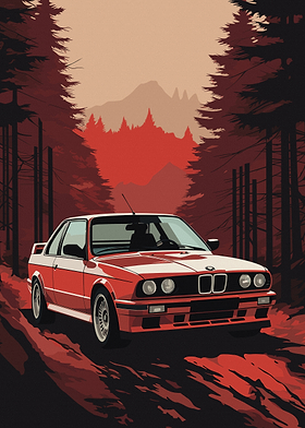BMW E30 M3 Retro Car Art