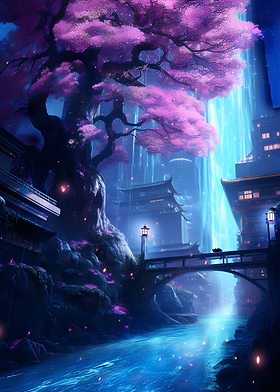 Japanese Sakura Neon Art